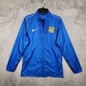 Nike Soccer Force Jacket Mens Medium Blue Windbreaker‎ Full Zip Lightweight
